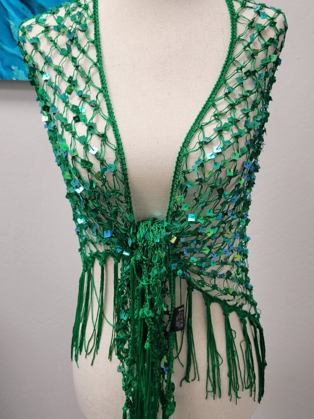 Emerald sequined shawl
